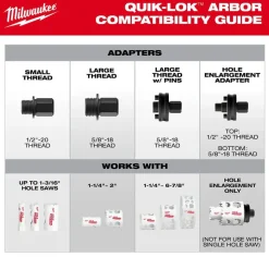 Milwaukee Tools QUIK-LOK Arbor Enlargement Adapter ARBOR ENLARGEMENT ADAPTER 49-56-7576