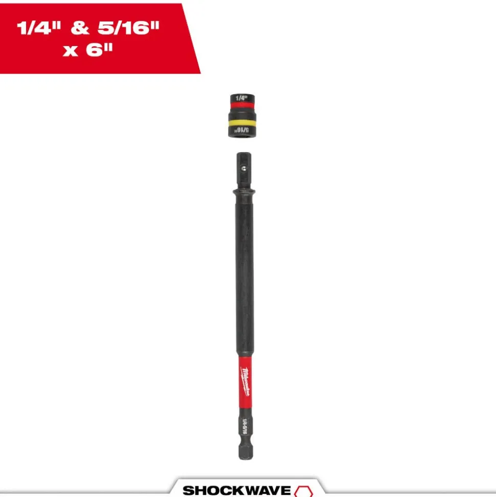 Milwaukee Tools SHOCKWAVE™ Impact Duty 1/4” and 5/16” x 6” QUIK-CLEAR™ 2-in-1 Magnetic Nut Driver 49-66-4745