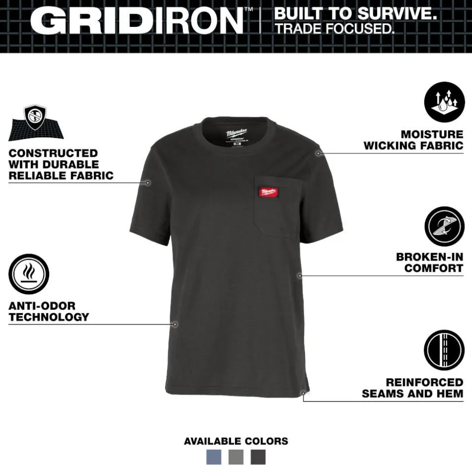 Milwaukee Tools Women's GRIDIRON Pocket T-Shirt - Short Sleeve - Black F451B