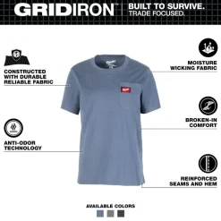 Milwaukee Tools Women's GRIDIRON Pocket T-Shirt - Short Sleeve - Blue F451U