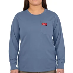 Milwaukee Tools Women's GRIDIRON™ Pocket T-Shirt - Long Sleeve Blue