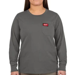 Milwaukee Tools Women's GRIDIRON™ Pocket T-Shirt - Long Sleeve Gray