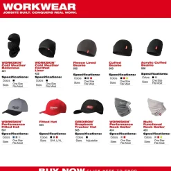 Milwaukee Tools Workskin Performance Fitted Hat Grey 507G
