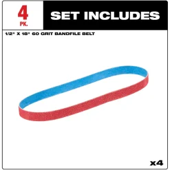Milwaukee Tools 1/2” x 18” 60 Grit Bandfile Belts – 4 pack 48-80-9060
