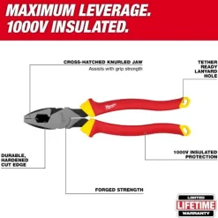 Milwaukee 1000V Insulated 9" Lineman's Pliers 48-22-2209