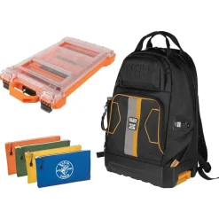 MODbox Electrician's Backpack w/ Component Box and 4 PACK Canvas Tool Pouches Bundle