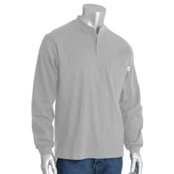 PIP AR/FR Gray Long Sleeve Henley 385-FRHN-LG 3X PIP385-FRHN-(LG)
