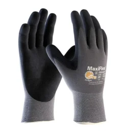 PIP Safety / West Chester A4 Seamless Knit Nylon / Elastane Glove with Nitrile Coated MicroFoam Grip on Palm & Fingers - Touchscreen Compatible, Gray, L, 12 Pair 34-874/L