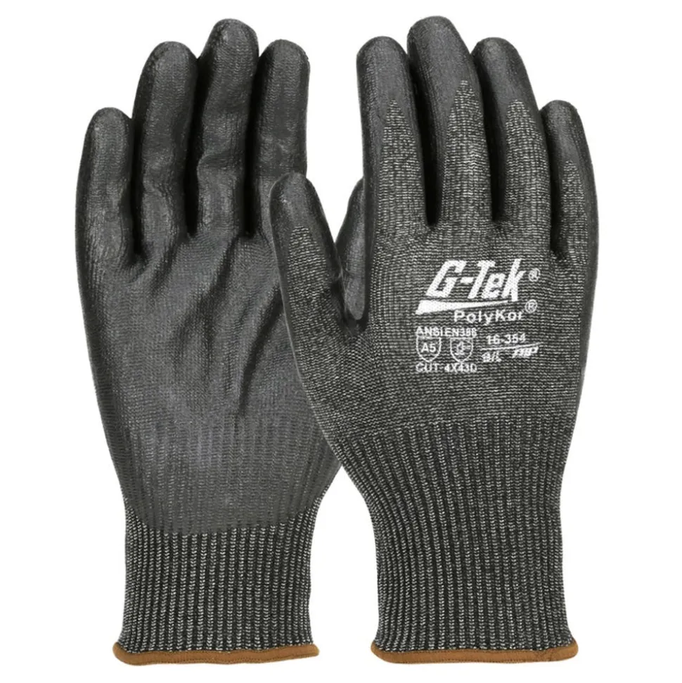 PIP Safety | West Chester Black G-Tek PolyKor Blended Glove with Nitrile Coated Foam Grip, Extra Large 16-354/XL