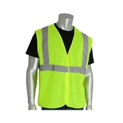 PIP Safety | West Chester Class 2 Mesh Vest, No Pockets, H&L Closure, 2" Tape, 4X 302-MVGLY-4X