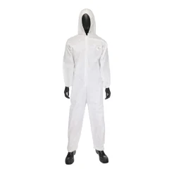 PIP Safety / West Chester PosiWear M3 Coverall with Hood, Elastic Wrists & Ankles 50 gsm, White, 4XL (25 Per/Box) C3806/XXXXL