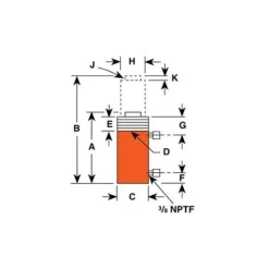 Power Team 100 Ton Hydraulic 13-1/8" Double Acting Cylinder RD10013