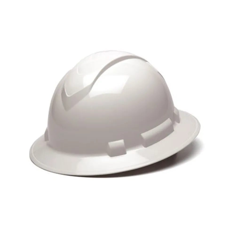 Pyramex Ridgeline Full Brim Hard Hat White Ratchet HP54110