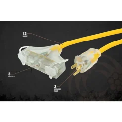 Southwire Cold Weather 3 Outlet Extension Cord 12/3 25ft SOU3487SW0002