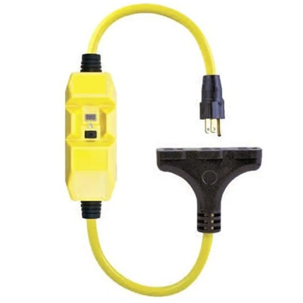 Southwire 2' 12/3 In-Line GFCI 15A Extension Cord 3 Outlet Power Block 26020008-6