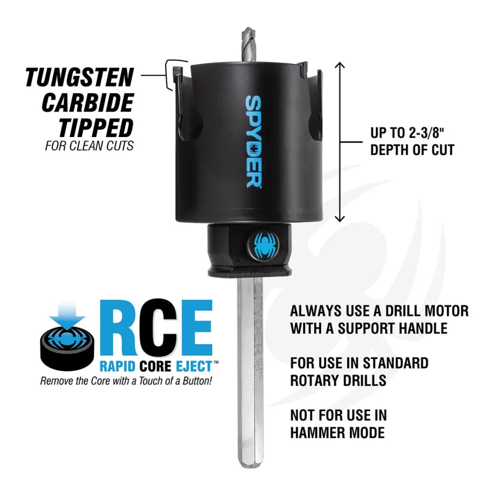 Spyder 2-9/16" Deep Cut Tungsten Carbide Tipped Hole Saw 600829