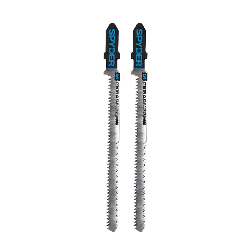 Spyder 2-Piece Double-Sided 4" T-Shank High-Carbon Steel Jigsaw Blade Set 300004