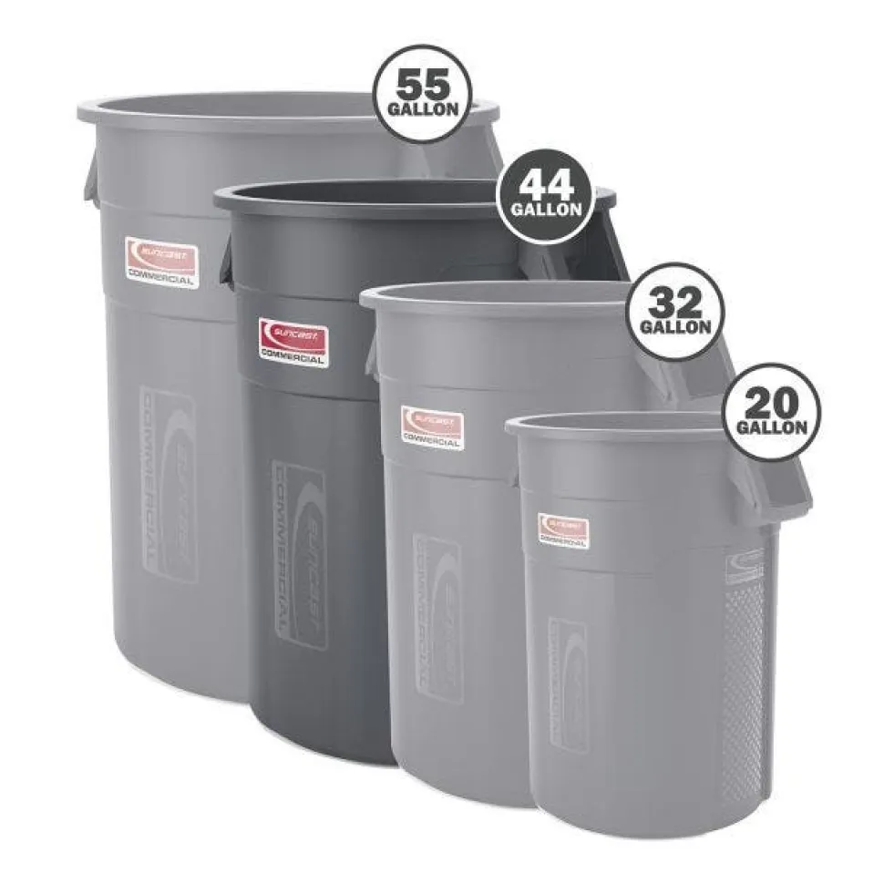 Suncast Commercial 44 Gallon Injection Molded Utility Trash Can TCU44