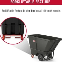 Suncast Dump Cart Tilt Truck 2,200lbs 1 Cubic Yard Forkliftable Towable RMTTHD100