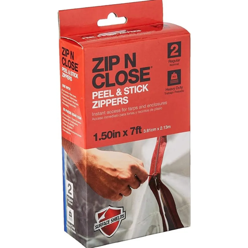 Surface Shields Zip N Close Zippers 1.5" x 7', Red (Pack of 2) ZA02