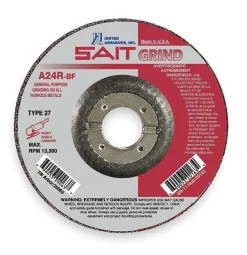 United Abrasives Sait 4-1/2" x 1/4" x 7/8" Type 27 Long Life Grinding Wheel A24R 20063