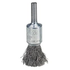 Weiler Crimped Wire Solid End Brush, Stainless Steel, 22,000 RPM, 1 in x 0.006 in 10021