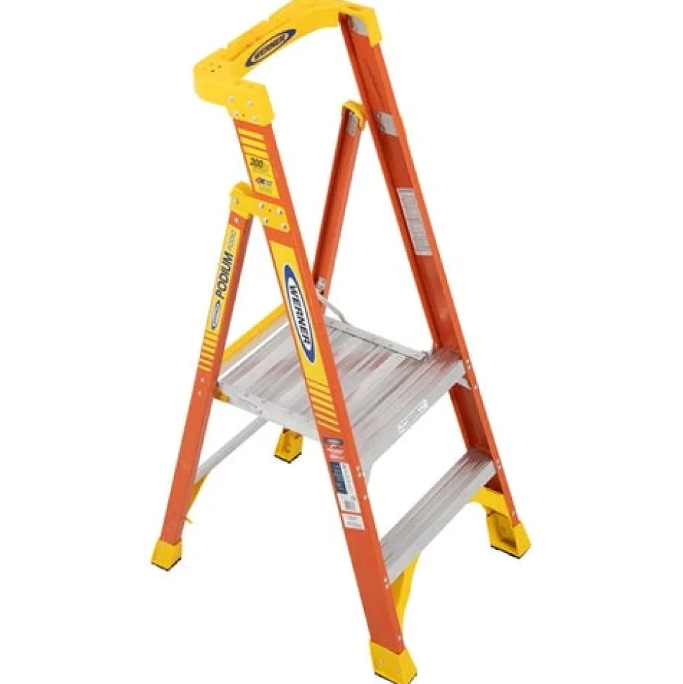 Werner 8' Fiberglass Podium Ladder 2' Platform Type IA PD6202