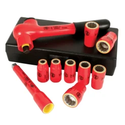 Wiha 10 Piece Insulated Socket and Ratchet Set 3/8" Drive - SAE 31493